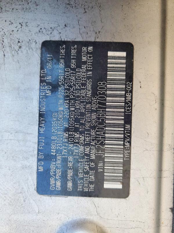 Aukcja sprzedaży 2011 Subaru Forester, vin: JF2SHADC5BH770308, numer aukcji: 54260356