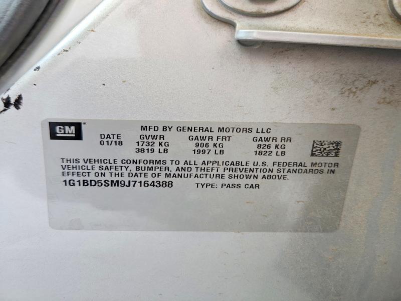 51914826 :رقم المزاد ، 1G1BD5SM9J7164388 vin ، 2018 Chevrolet Cruze مزاد بيع