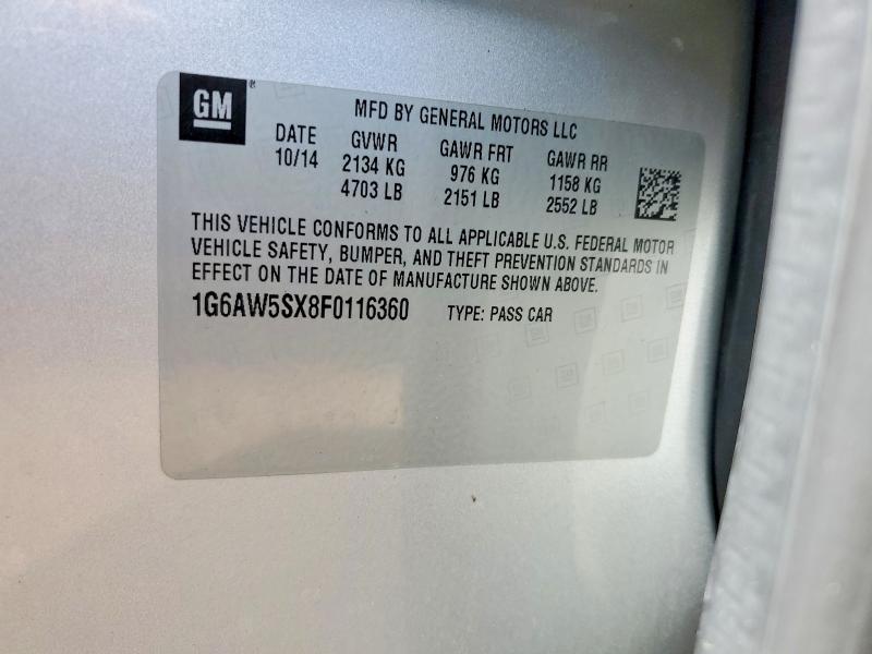 2015 Cadillac Cts მანქანა იყიდება აუქციონზე, vin: 1G6AW5SX8F0116360, აუქციონის ნომერი: 52242916