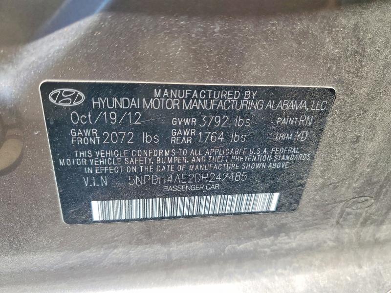 Продажа на аукционе авто 2013 Hyundai Elantra, vin: 5NPDH4AE2DH242485, номер лота: 52546806