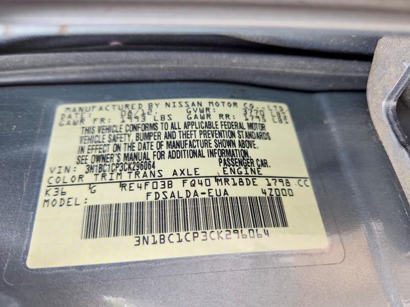 Aukcja sprzedaży 2012 Nissan Versa S Automatic, vin: 3N1BC1CP3CK296064, numer aukcji: 54250396