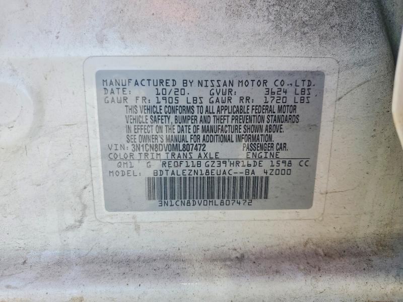 Продажа на аукционе авто 2021 Nissan Versa, vin: 3N1CN8DV0ML807472, номер лота: 54225156