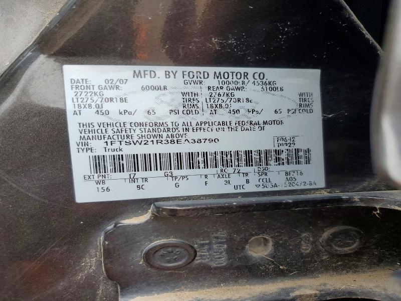 53669506 :رقم المزاد ، 1FTSW21R38EA38790 vin ، 2008 Ford F250 مزاد بيع