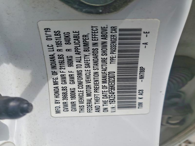 Продаж на аукціоні авто 2019 Honda Insight, vin: 19XZE4F56KE023070, номер лоту: 53280986