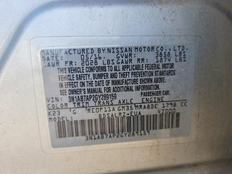 Aukcja sprzedaży 2016 Nissan Sentra, vin: 3N1AB7AP2GY289159, numer aukcji: 54652826