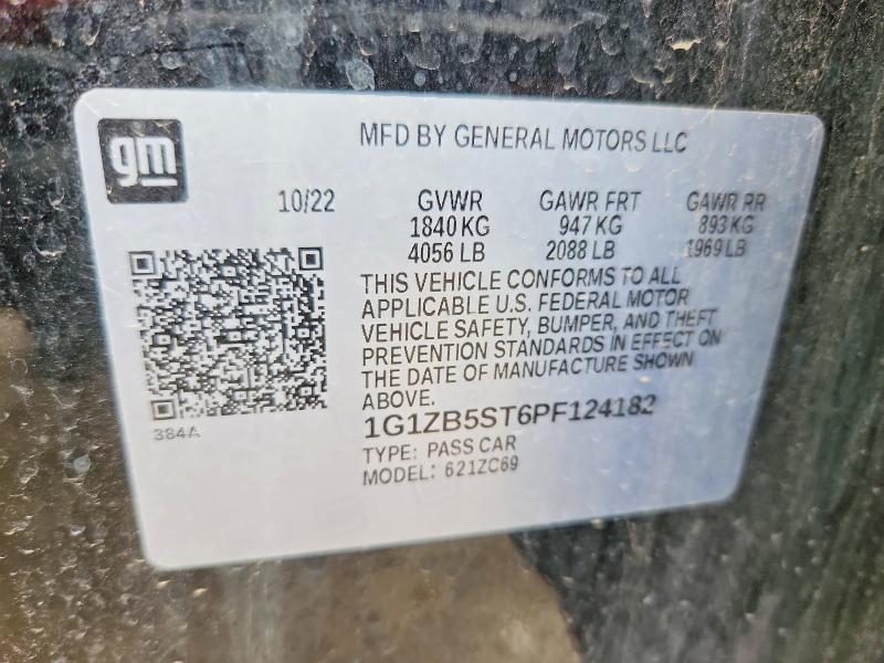 Aukcja sprzedaży 2023 Chevrolet Malibu, vin: 1G1ZB5ST6PF124182, numer aukcji: 52541846