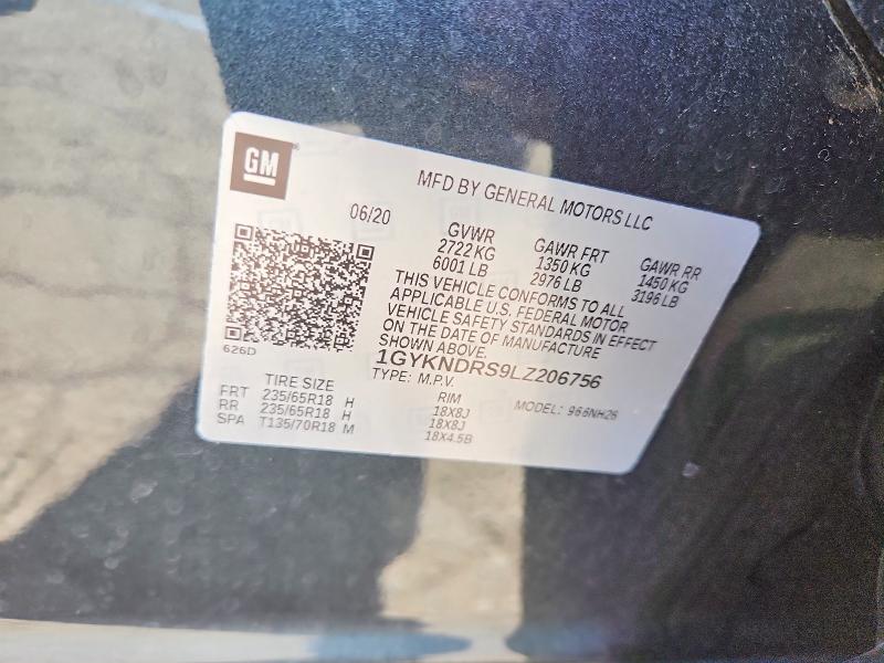52239986 :رقم المزاد ، 1GYKNDRS9LZ206756 vin ، 2020 Cadillac Xt5 مزاد بيع