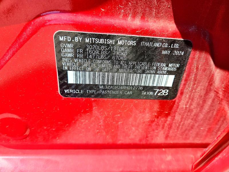 Продаж на аукціоні авто 2024 Mitsubishi Mirage, vin: ML32AUHJ4RH012776, номер лоту: 53454586