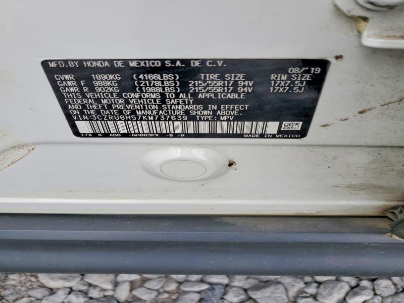 2019 Honda Hr-v მანქანა იყიდება აუქციონზე, vin: 3CZRU6H57KM737639, აუქციონის ნომერი: 54640866