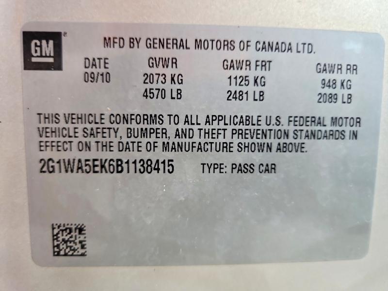 Продажа на аукционе авто 2011 Chevrolet Impala, vin: 2G1WA5EK6B1138415, номер лота: 54627346