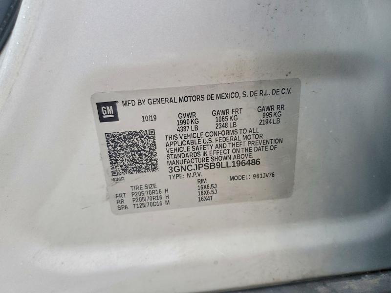 Продажа на аукционе авто 2020 Chevrolet Trax, vin: 3GNCJPSB9LL196486, номер лота: 54525996