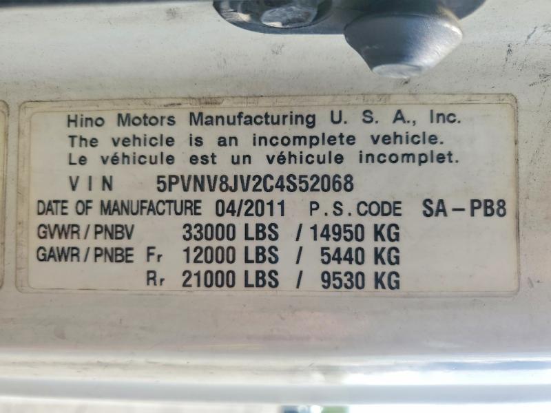 Продаж на аукціоні авто 2012 Hino Hino 338, vin: 5PVNV8JV2C4S52068, номер лоту: 52406106