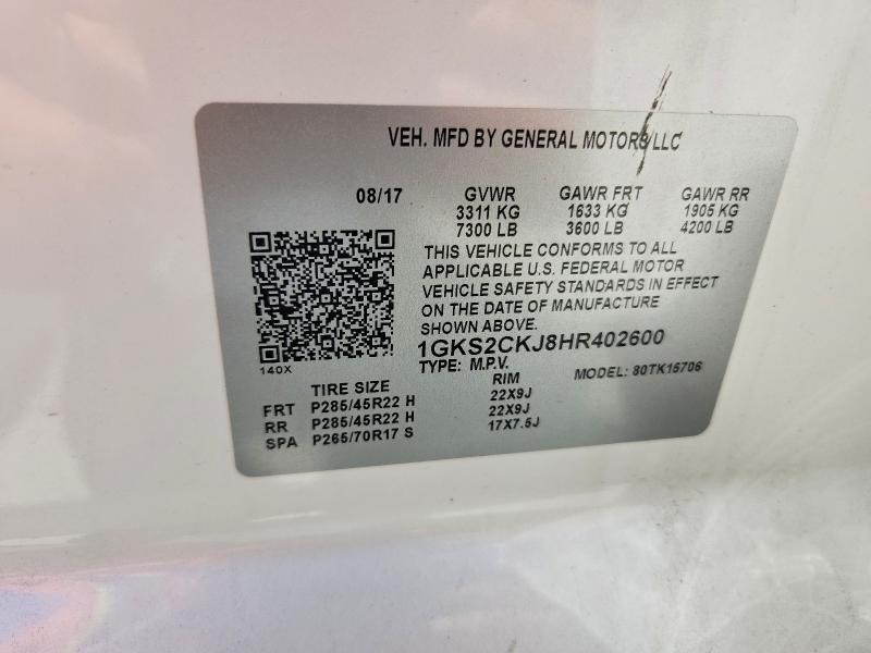 Продажа на аукционе авто 2017 Gmc Yukon, vin: 1GKS2CKJ8HR402600, номер лота: 52963556