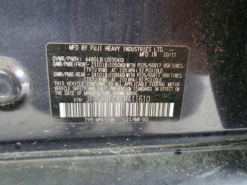 Aukcja sprzedaży 2012 Subaru Forester, vin: JF2SHBECXCH411610, numer aukcji: 54624416