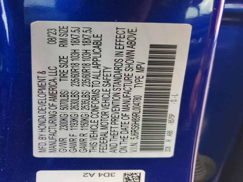 Aukcja sprzedaży 2024 Honda Cr-v, vin: 5J6RS6H89RL004780, numer aukcji: 52670886