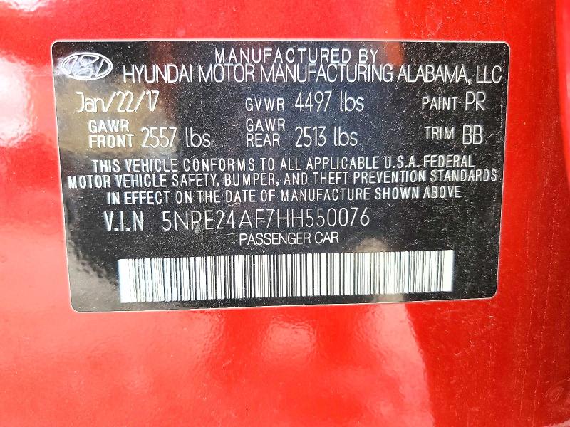 Aukcja sprzedaży 2017 Hyundai Sonata, vin: 5NPE24AF7HH550076, numer aukcji: 52351276
