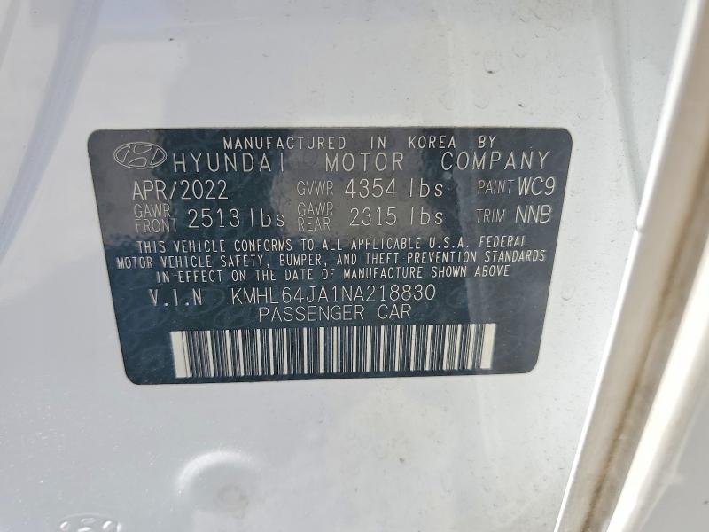 Продаж на аукціоні авто 2022 Hyundai Sonata, vin: KMHL64JA1NA218830, номер лоту: 52555786