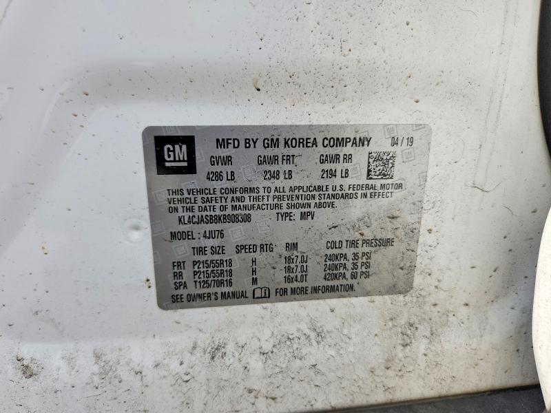 Aukcja sprzedaży 2019 Buick Encore, vin: KL4CJASB8KB908308, numer aukcji: 54348806
