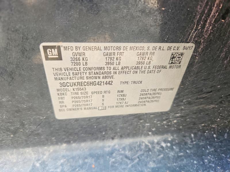 Aukcja sprzedaży 2017 Chevrolet Silverado, vin: 3GCUKREC6HG421442, numer aukcji: 53317396