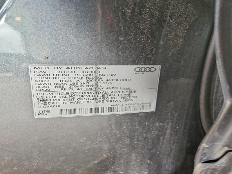 52157166 :رقم المزاد ، WA1LGAFE4ED019548 vin ، 2014 Audi Q7 مزاد بيع