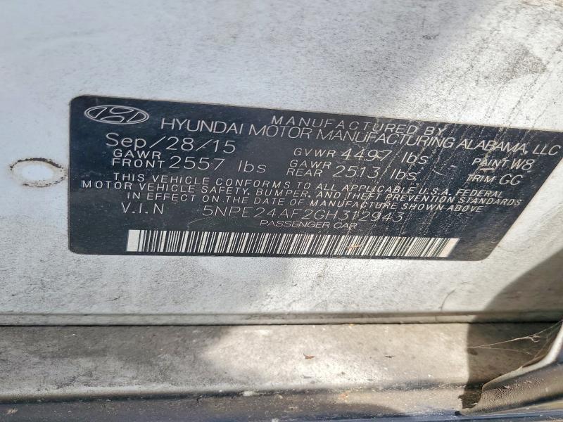 2016 Hyundai Sonata მანქანა იყიდება აუქციონზე, vin: 5NPE24AF2GH312943, აუქციონის ნომერი: 54626526