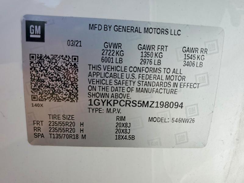Aukcja sprzedaży 2021 Cadillac Xt6, vin: 1GYKPCRS5MZ198094, numer aukcji: 55187276