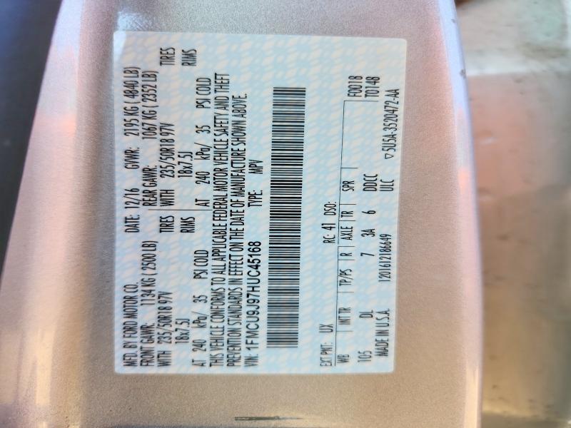 Aukcja sprzedaży 2017 Ford Escape, vin: 1FMCU9J97HUC45168, numer aukcji: 54848576