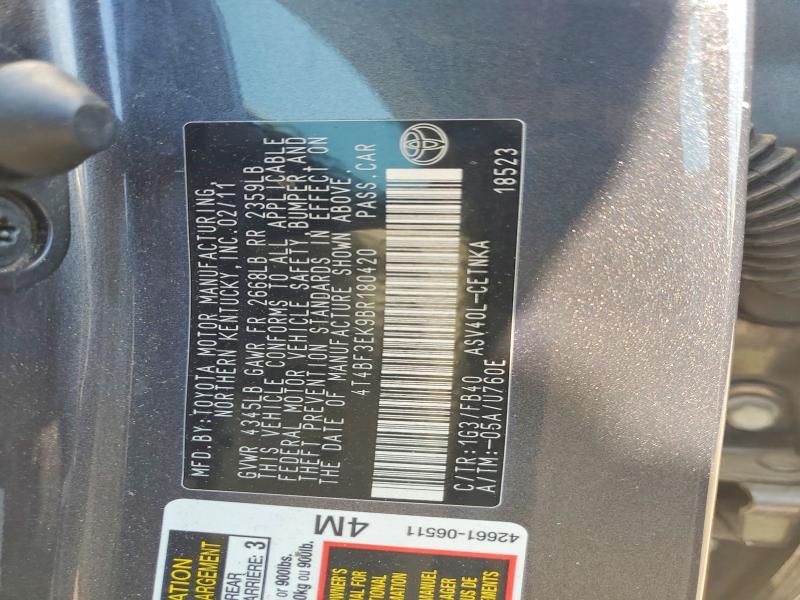 2011 Toyota Camry მანქანა იყიდება აუქციონზე, vin: 4T4BF3EK9BR180420, აუქციონის ნომერი: 53872456