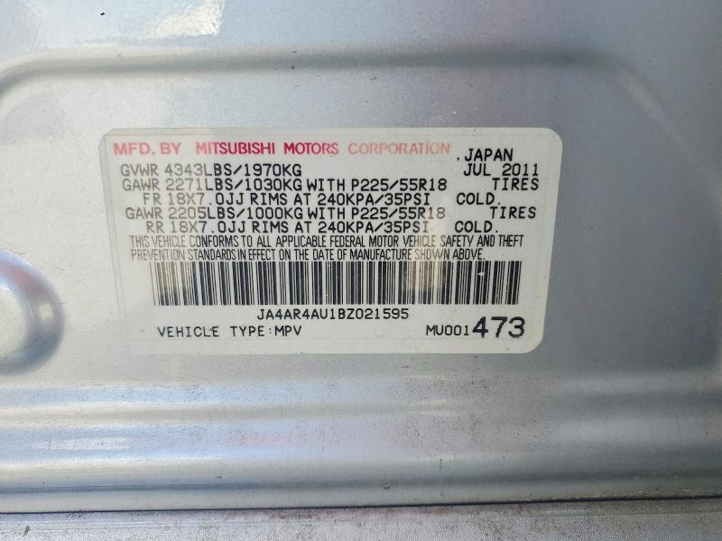 2011 Mitsubishi Outlander Sport მანქანა იყიდება აუქციონზე, vin: JA4AR4AU1BZ021595, აუქციონის ნომერი: 55179816