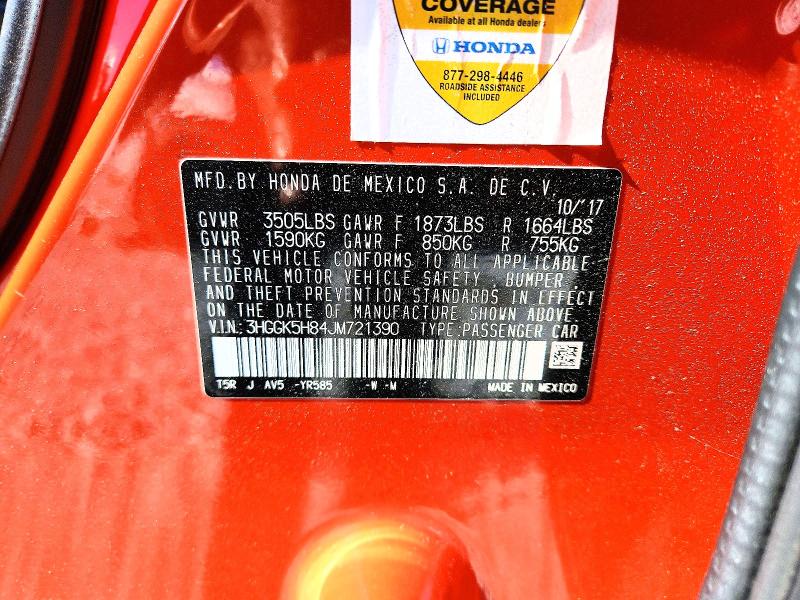 2018 Honda Fit მანქანა იყიდება აუქციონზე, vin: 3HGGK5H84JM721390, აუქციონის ნომერი: 53766386