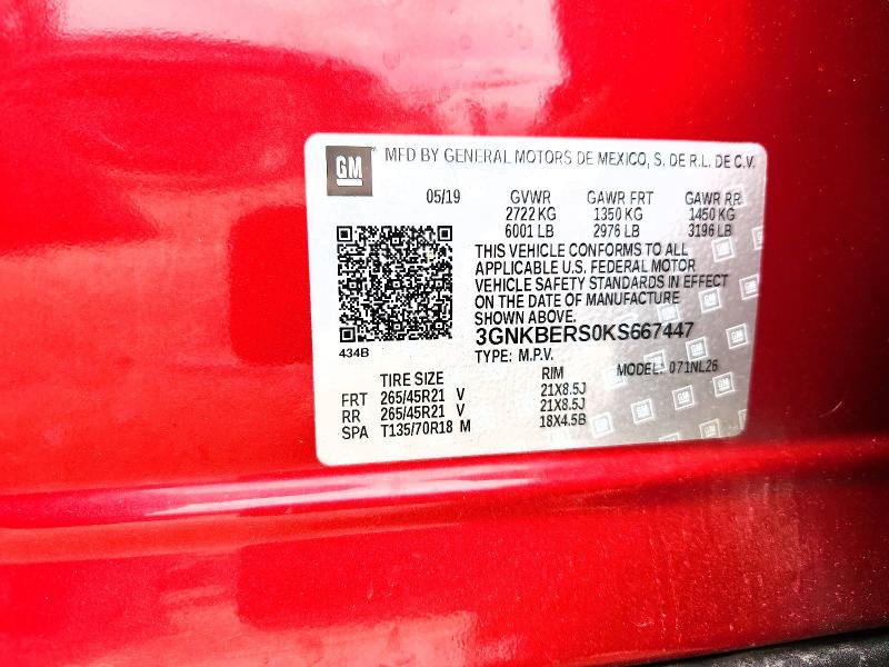 53551726 :رقم المزاد ، 3GNKBERS0KS667447 vin ، 2019 Chevrolet Blazer مزاد بيع
