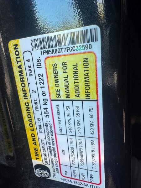 53463066 :رقم المزاد ، 1FM5K8GT7FGC32590 vin ، 2015 Ford Explorer مزاد بيع