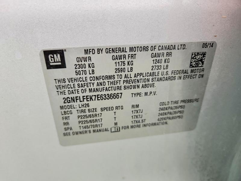 Aukcja sprzedaży 2014 Chevrolet Equinox, vin: 2GNFLFEK7E6336667, numer aukcji: 53836206