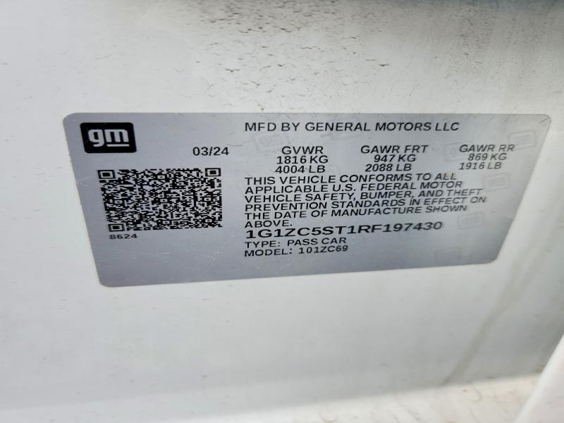 2024 Chevrolet Malibu მანქანა იყიდება აუქციონზე, vin: 1G1ZC5ST1RF197430, აუქციონის ნომერი: 53185906