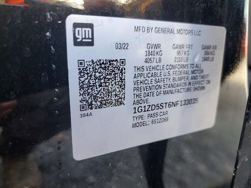 Продажа на аукционе авто 2022 Chevrolet Malibu, vin: 1G1ZD5ST6NF133035, номер лота: 54888386