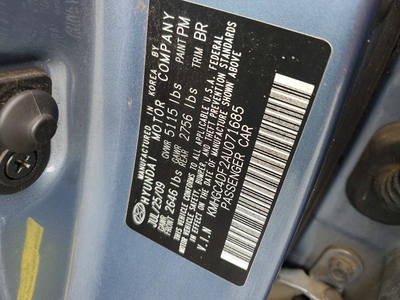 Продаж на аукціоні авто 2010 Hyundai Genesis, vin: KMHGC4DF2AU071685, номер лоту: 55189636