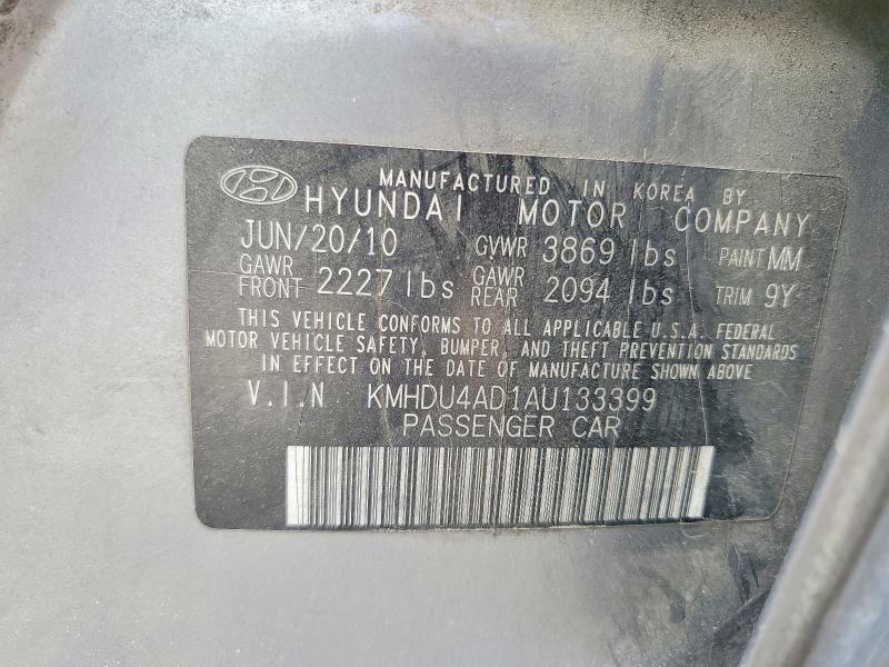 Aukcja sprzedaży 2010 Hyundai Elantra, vin: KMHDU4AD1AU133399, numer aukcji: 50610286