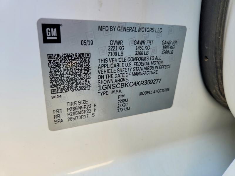 Продажа на аукционе авто 2019 Chevrolet Tahoe, vin: 1GNSCBKC4KR359277, номер лота: 54665226