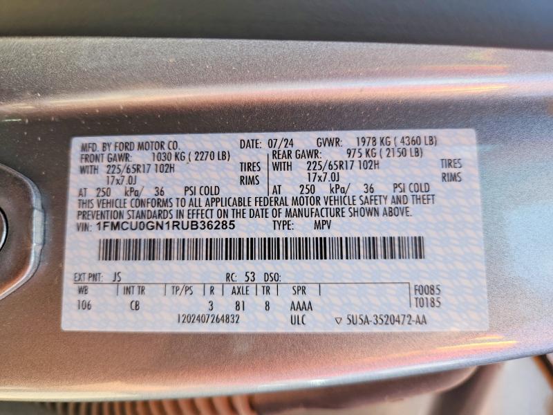 Aukcja sprzedaży 2024 Ford Escape, vin: 1FMCU0GN1RUB36285, numer aukcji: 52805846