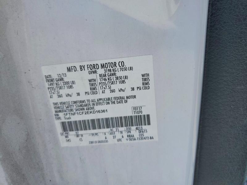 54992466 :رقم المزاد ، 1FTNF1CF2EKD16361 vin ، 2014 Ford F150 مزاد بيع