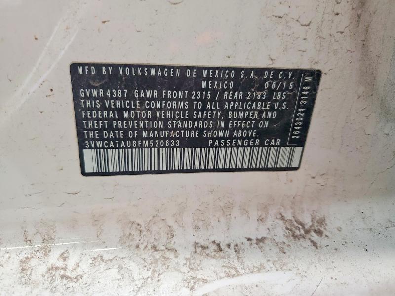 54786836 :رقم المزاد ، 3VWCA7AU8FM520633 vin ، 2015 Volkswagen Golf مزاد بيع
