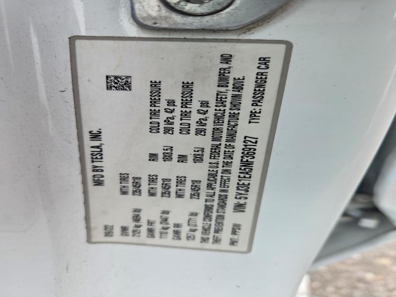 Продажа на аукционе авто 2022 Tesla Model 3, vin: 5YJ3E1EA5NF369127, номер лота: 54311096