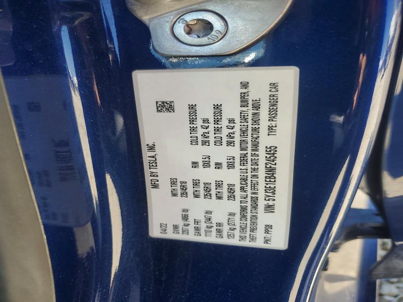 Aukcja sprzedaży 2022 Tesla Model 3, vin: 5YJ3E1EB4NF245455, numer aukcji: 53988336