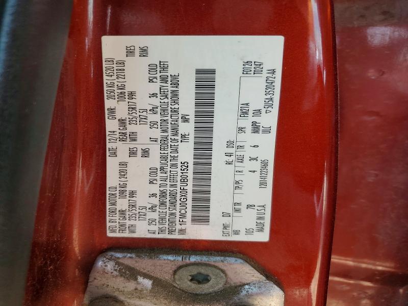2015 Ford Escape მანქანა იყიდება აუქციონზე, vin: 1FMCU0GX0FUB01525, აუქციონის ნომერი: 55454126
