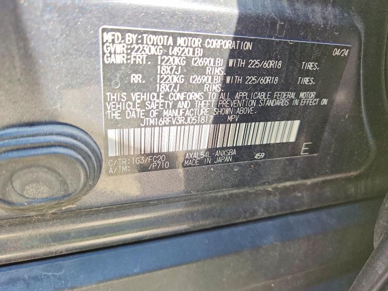53296866 :رقم المزاد ، JTM16RFV3RJ051817 vin ، 2024 Toyota Rav4 مزاد بيع