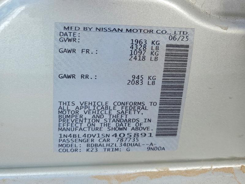Aukcja sprzedaży 2025 Nissan Altima, vin: 1N4BL4DV1SN405891, numer aukcji: 53531366