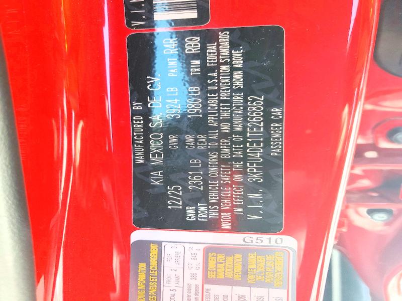 52341216 :رقم المزاد ، 3KPFU4DE1TE266862 vin ، 2026 Kia K4 مزاد بيع