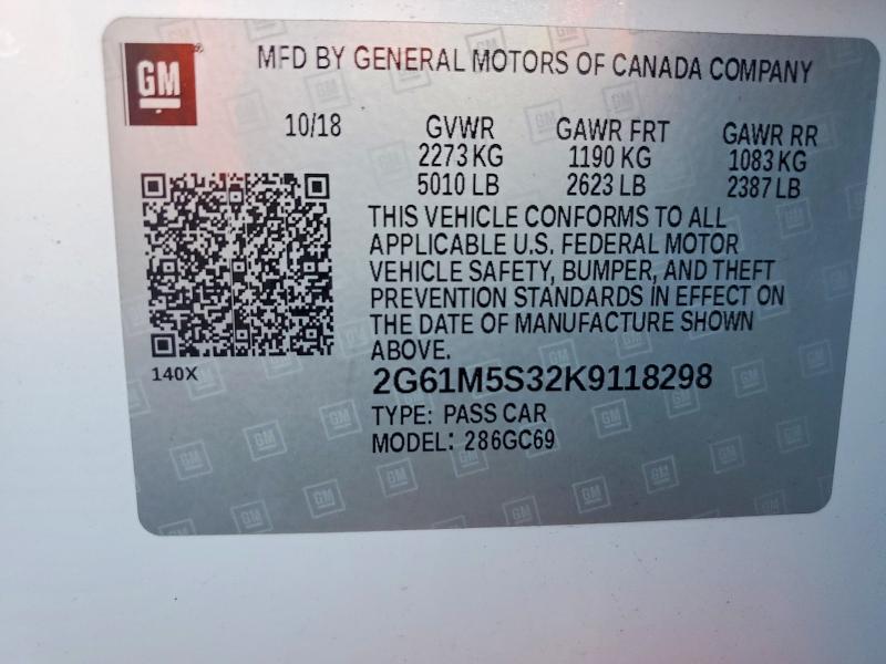 2019 Cadillac Xts მანქანა იყიდება აუქციონზე, vin: 2G61M5S32K9118298, აუქციონის ნომერი: 54894016