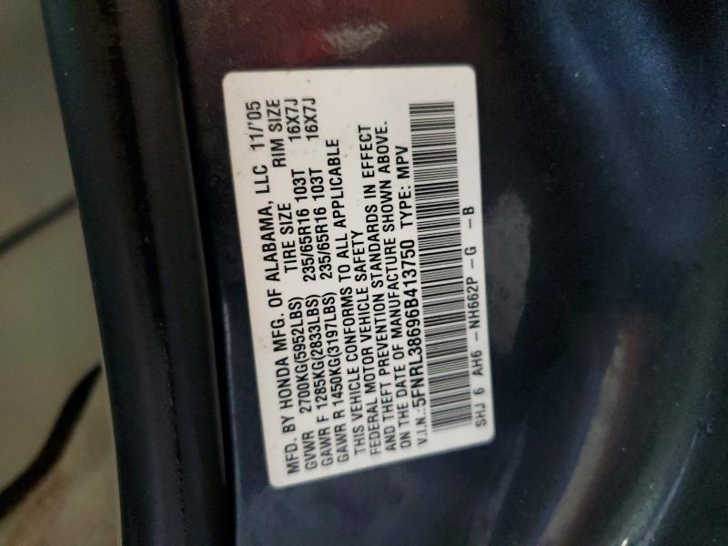 2006 Honda Odyssey მანქანა იყიდება აუქციონზე, vin: 5FNRL38696B413750, აუქციონის ნომერი: 52695626