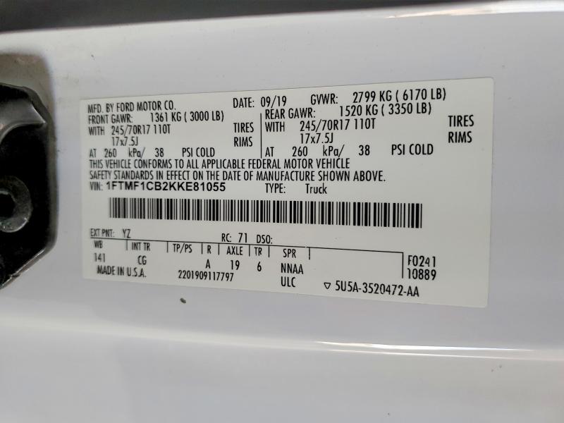 Aukcja sprzedaży 2019 Ford F150, vin: 1FTMF1CB2KKE81055, numer aukcji: 51184526